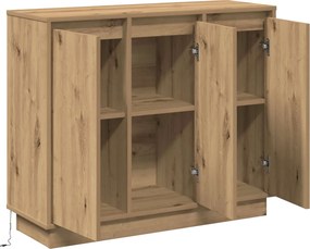 vidaXL Πλευρικό Τραπέζι LED Artisan Oak 90 x 32 x 75 εκ.