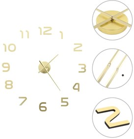 vidaXL Ρολόι Τοίχου Τρισδιάστατο Μοντέρνο Χρυσό 100 εκ. XXL