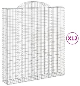 vidaXL Συρματοκιβώτια Τοξωτά 12 τεμ. 200x50x220/240 εκ. Γαλβαν. Ατσάλι