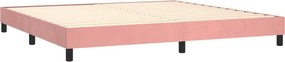 vidaXL Κρεβάτι Boxspring με Στρώμα Ροζ 200x200 εκ. Βελούδινο