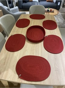 Stewehome Σετ 7 τεμαχίων οβάλ σουπλά και καλάθι από γιούτα 41x31 cm