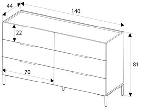 Συρταριέρα Oryana Megapap χρώμα καρυδί 140x44x81εκ.