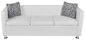 vidaXL Καναπές Τριθέσιος Λευκός από Συνθετικό Δέρμα