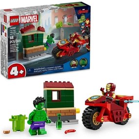 Marvel: Iron Man Με Μοτοσικλέτα Και Ο Hulk (76287) 4 Ετών+ 68 Κομμάτια Multi Lego