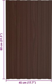 vidaXL Πάνελ οροφής 36 τεμ. Καφέ 80 x 45 cm Γαλβανισμένος χάλυβας