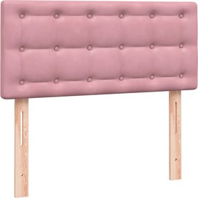 vidaXL Box Spring κρεβάτι με στρώμα ροζ 90x210 εκ. Βελούδινο