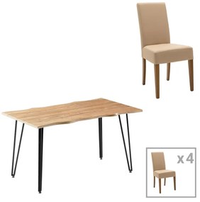 Τραπεζαρία Ditta-Izzac pakoworld μόκα- sonoma140x80x76εκ