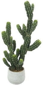 Τεχνητό Φυτό Σε Γλάστρα Κάκτος Τσέρεος 04-00-18836 80cm Green-White Marhome Συνθετικό Υλικό