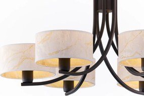 Κρεμαστό Πολύφωτο Arthur Φ78cm Μαύρο με Λευκό Ύφασμα