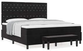 vidaXL Κρεβάτι με ελατήρια με στρώμα Μαύρο 180 x 200 cm Βελούδο