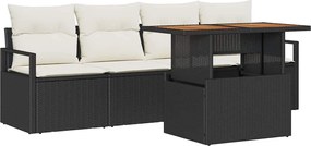 vidaXL Σετ Καναπέ Κήπου με μαξιλάρι 5 pcs Μαύρο και κρεμ