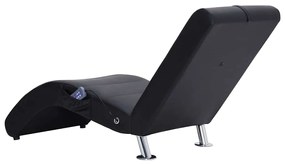 vidaXL Πολυθρόνα/Ανάκλιντρο Μασάζ Μαύρη Συνθετικό Δέρμα με Μαξιλάρι