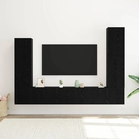 vidaXL Σετ επίπλου τηλεόρασης 4 pcs Μαύρη Οξυά Επεξεργασμένο ξύλο