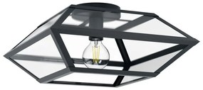 Φωτιστικό Οροφής Πλαφονιέρα Casefabre 98357 Black-Clear Eglo Metal, Glass