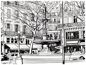 Φωτοταπετσαρία - Sketch of parisian fountain 450x270