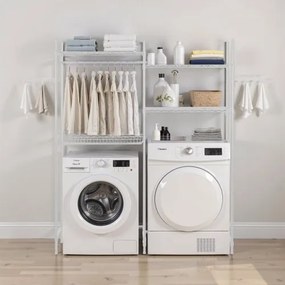 VEVOR Over Washer and Dryer Storage Shelf Two Row 4 Tiers Washer Rack White