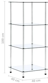 vidaXL Τραπεζάκι Σαλονιού 4 Επιπέδων Διαφανές 40x40x100 εκ Ψημ. Γυαλί