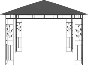 vidaXL Κιόσκι με Σήτα και Φωτάκια LED Ανθρακί 3 x 3 x 2,73 μ.