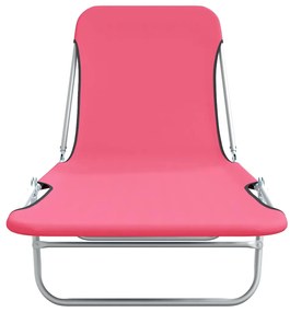 vidaXL Ξαπλώστρες Πτυσσόμενες 2 τεμ. Ροζ από Ατσάλι / Ύφασμα