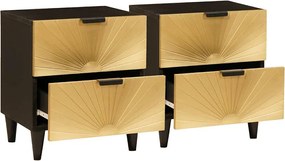 vidaXL Κομοδίνο 2 pcs Μαύρο και Χρυσό 40 x 33 x 46 εκ.