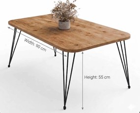 Τραπεζάκι Σαλονιού Πεύκο / Μαύρο MABRE 90x50x55
