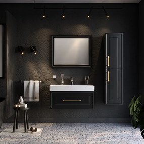 Martin Napoli 85 Black Matt  MDF - Πάγκος με Νιπτήρα &amp; Καθρέπτη