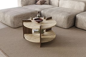 Τραπεζάκι Σαλονιού Τραβερτίνη / Καρυδί IMEDRA 70x70x45