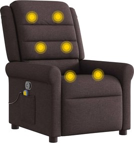 vidaXL Πολυθρόνα Μασάζ Ανακλινόμενη Σκούρο Καφέ Υφασμάτινη