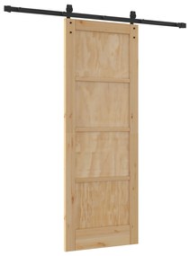 vidaXL Συρόμενη Πόρτα με Σετ Εξαρτημάτων 73.5x198.5 εκ. Μασίφ Ξύλο Πεύκου