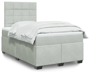 vidaXL Κρεβάτι Boxspring με Στρώμα Ανοιχτό Γκρι 120x190 εκ. Βελούδινο