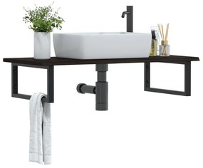 Ράφι Νιπτήρα Τοίχου από Ατσάλι / Μασίφ Ξύλο Δρυός