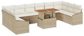 vidaXL Σέτ φαγητού για κήπο 11 pcs Μπεζ, Κρέμα 100 x 55 x 73 εκ