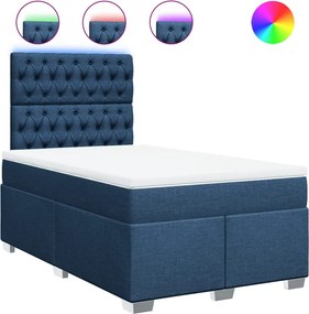 vidaXL Κρεβάτι Boxspring με Στρώμα Μπλε 120x200 εκ. Υφασμάτινο