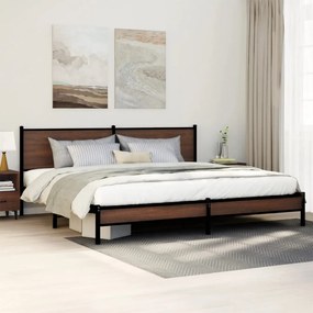 VidaXL Σκελετός Κρεβ. Χωρίς Στρώμα Καφέ Δρυς 193x203 εκ. Μεταλλικό