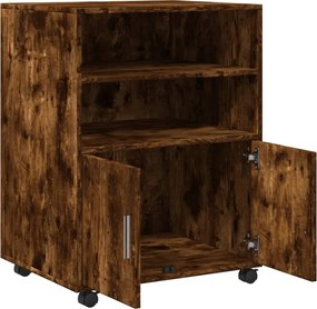 vidaXL Ντουλάπι Με Ροδάκια Καπνιστή Δρυς 60x48x81 εκ. Επεξ. Ξύλο