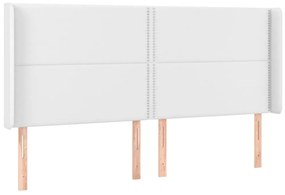 Κεφαλάρι Κρεβατιού LED Λευκό 163x16x118/128 εκ. Συνθετ. Δέρμα - Λευκό
