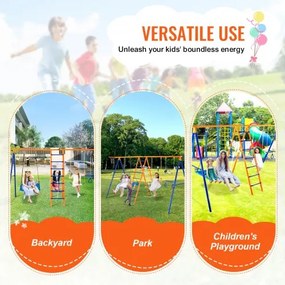 VEVOR Swing Sets for Backyard 6 in 1 Swing Set 440lbs Capacity Metal Swingset