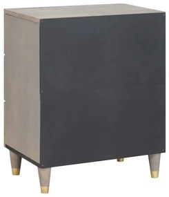 vidaXL Κομοδίνο με συρτάρι Γκρι 50 x 33 x 62 εκ. Μασίφ ξύλο μάνγκο