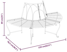 vidaXL Παγκάκι Δέντρου Ημικυκλικό Μαύρο Ø159 εκ. Ατσάλινο