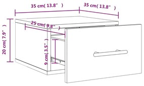 Κομοδίνο Επιτοίχιο Καφέ Δρυς 35 x 35 x 20 εκ. - Καφέ