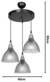 Φωτιστικό οροφής τρίφωτο Orazio pakoworld Ε27 μελί-μαύρο Φ40x80εκ