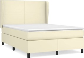 vidaXL Κρεβάτι Boxspring με Στρώμα Κρεμ 140x200εκ. από Συνθετικό Δέρμα