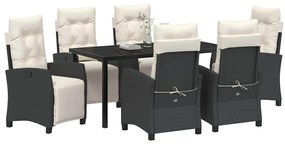 vidaXL Σέτ φαγητού για κήπο 7 pcs Μαύρο συνθετικό ρατάν
