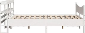 vidaXL Πλαίσιο Κρεβατιού Κεφαλάρι Λευκό 150x200εκ Μασίφ Πεύκο