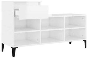 vidaXL Παπουτσοθήκη Γυαλιστερό Λευκό 102x36x60 εκ. Επεξεργασμένο Ξύλο