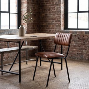 ΚΑΡΈΚΛΕΣ &amp; ΠΟΛΥΘΡΌΝΕΣ DARIO CGNAC/BLCK LEATHER CHAIR ATMOSPHERA 157284A