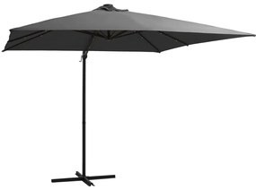 vidaXL Ομπρέλα Κήπου Κρεμ. Ανθρακί 250x250εκ Ατσάλινο Ιστό/Φωτισμό LED
