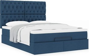 vidaXL Οθωμανικό κρεβάτι με στρώμα μπλε 140x200cm ύφασμα
