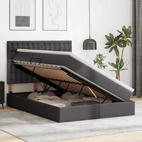 vidaXL Κρεβάτι Αποθήκης με στρώμα Γκρι 140 x 190 cm Τεχνητό Δέρμα
