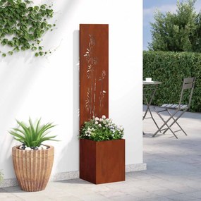 vidaXL Οθόνη Ιδιωτικότητας Κήπου Floral Σκ rusty 32 x 32 x 150 εκ